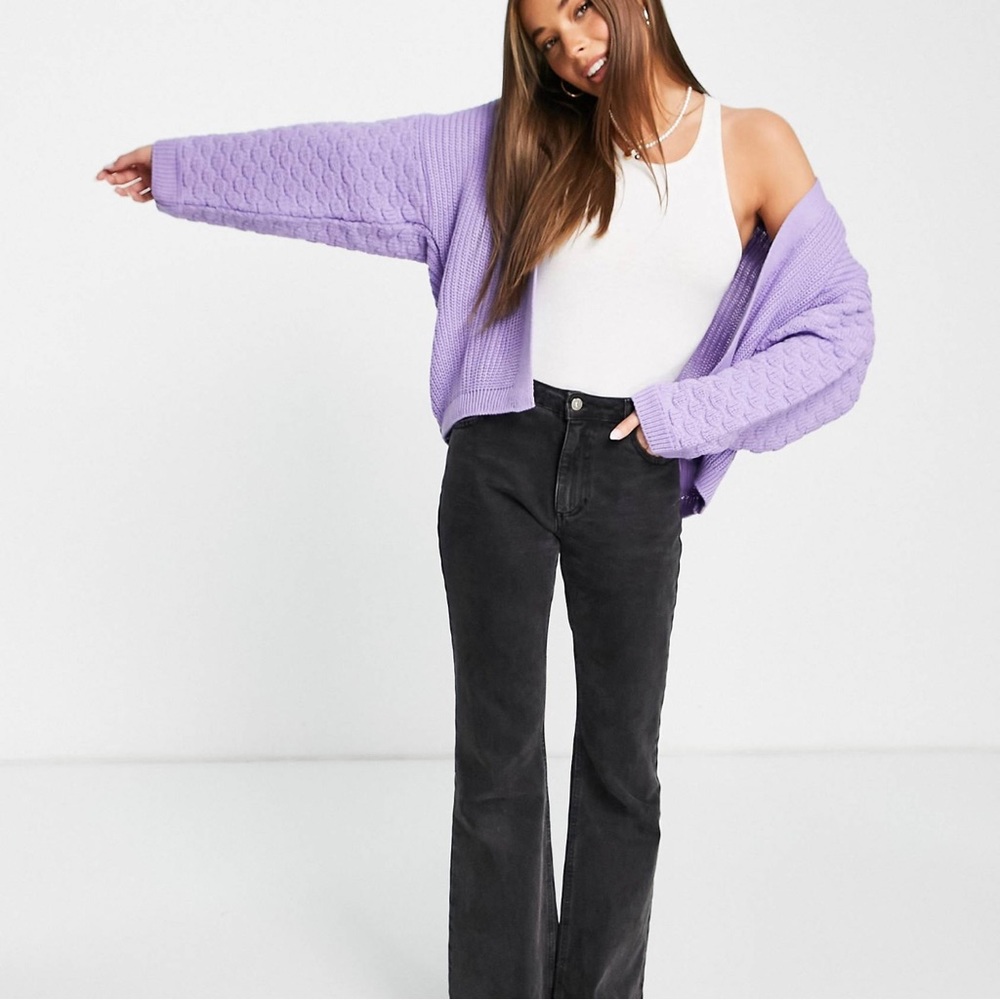 ASOS design cardigan with bobble sleeve detail in lilac